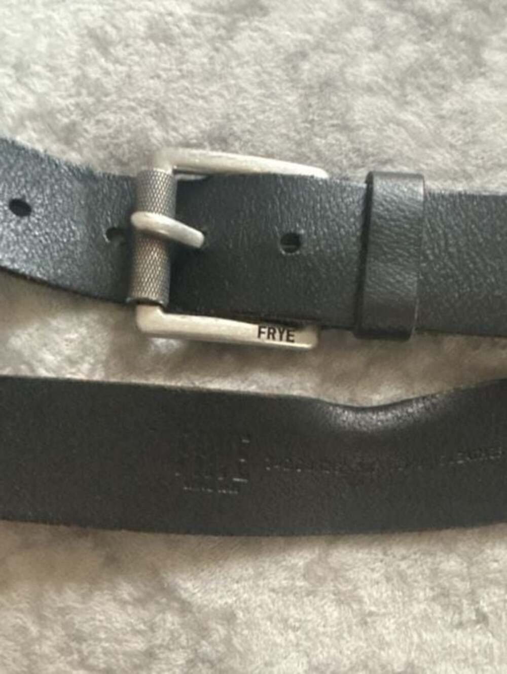 FRYE Men's Black Leather Belt with Silver Tone Buckle